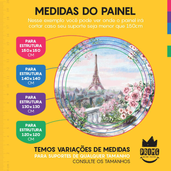Painel Redondo 3D Paris Tecido Sublimado - Image 4