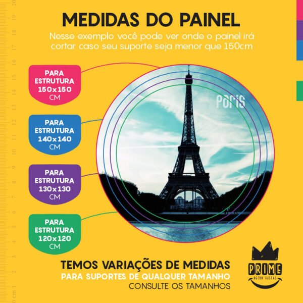 Painel Redondo 3D Paris Tecido Sublimado - Image 4