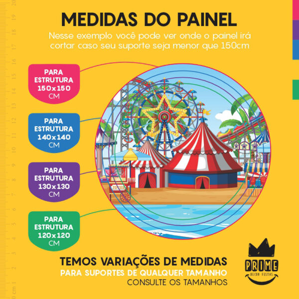 Painel Redondo 3D Parque de Diversão Tecido Sublimado - Image 4