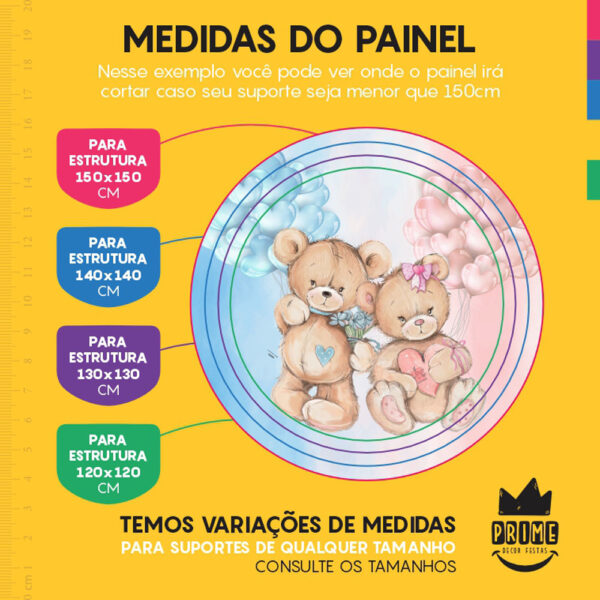 Painel Redondo 3D Chá Revelação Tecido Sublimado - Image 4