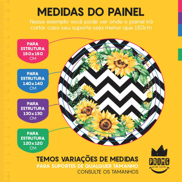 Painel Redondo 3D Girassol Tecido Sublimado - Image 4