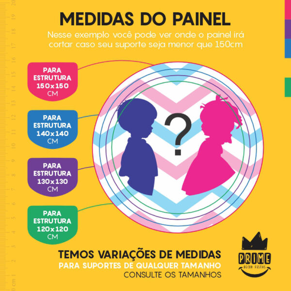 Painel Redondo 3D Chá Revelação Menino ou Menina Tecido Sublimado - Image 4