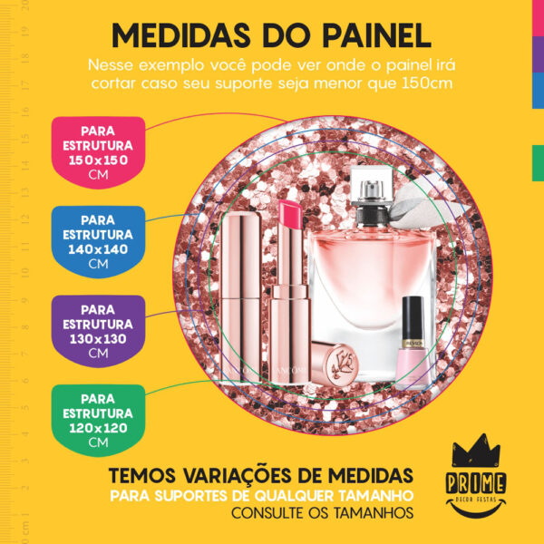 Trio Capa Cilindro + Painel Redondo 3D Maquiagem 1,50m Veste Fácil - Image 4