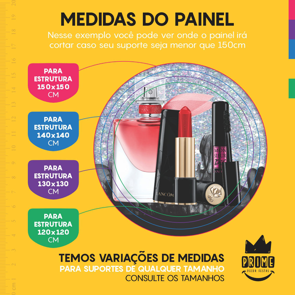 Trio Capa Cilindro + Painel Redondo 3D Maquiagem 1,50m Veste Fácil - Imagem 4