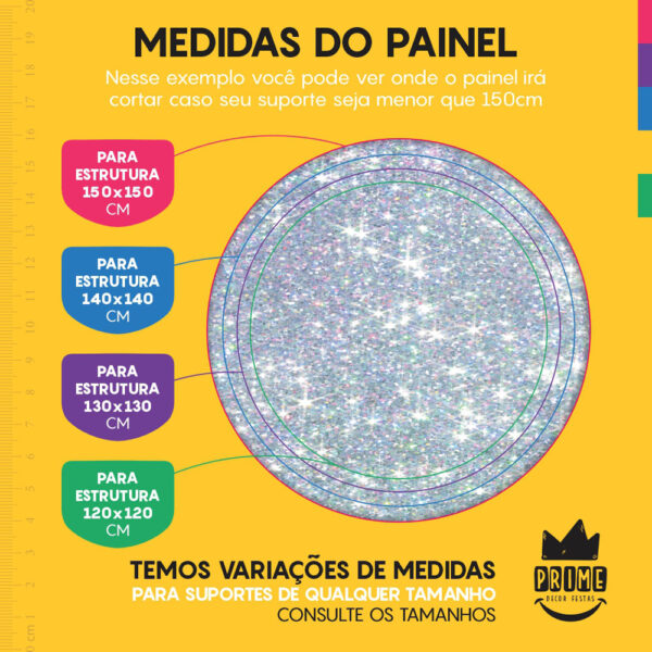 Trio Capa Cilindro + Painel Redondo 3D Glitter 1,50m Veste Fácil - Image 4