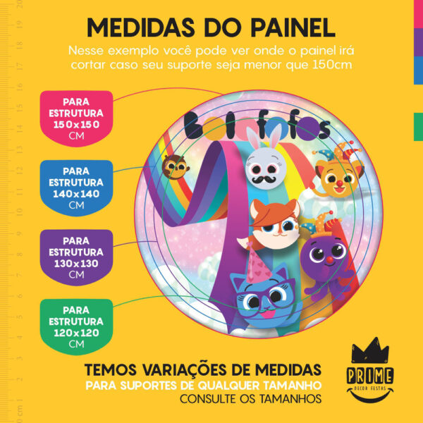 Trio Capa Cilindro + Painel Redondo 3D Bolofofo 1,50m Veste Fácil - Image 4