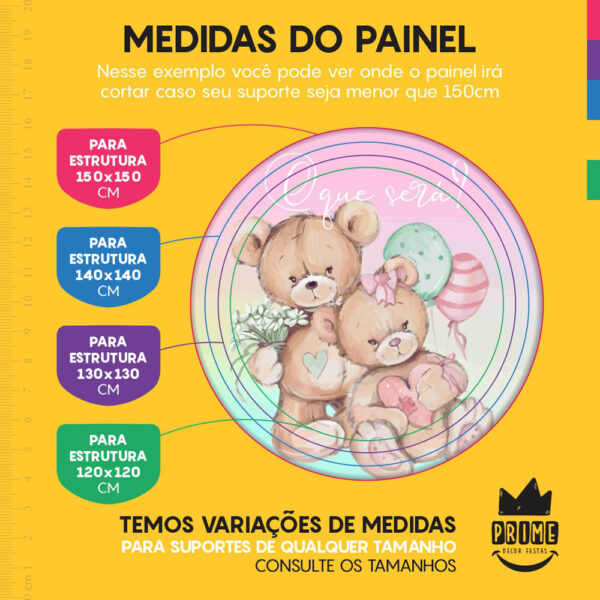Trio Capa Cilindro + Painel Redondo 3D Chá Revelação 1,50m Veste Fácil - Image 4