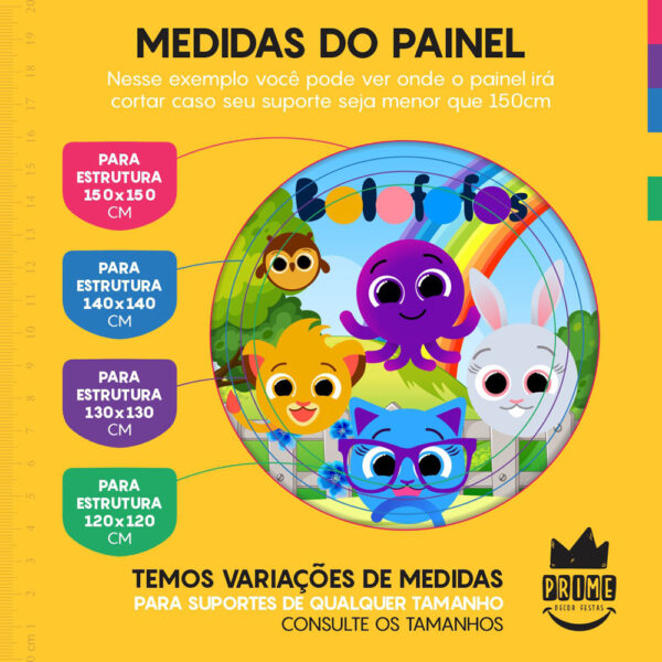Trio Capa Cilindro + Painel Redondo 3D Bolofofos 1,50m Veste Fácil - Image 4