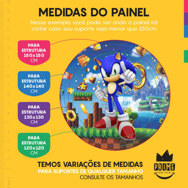 Trio Capa Cilindro + Painel Redondo 3D Sonic 1,50m Veste Fácil - Image 4
