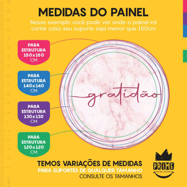 Trio Capa Cilindro + Painel Redondo 3D Gratidão 1,50m Veste Fácil - Image 4