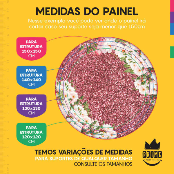 Trio Capa Cilindro + Painel Redondo 3D Floral 1,50m Veste Fácil - Image 4