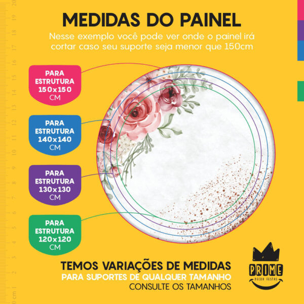 Trio Capa Cilindro + Painel Redondo 3D Floral Rosa 1,50m Veste Fácil - Image 4