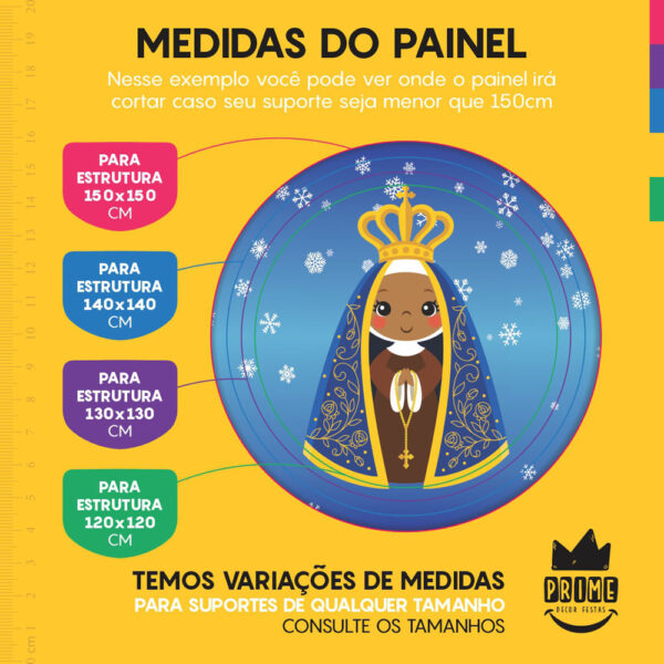 Trio Capa Cilindro + Painel Redondo 3D Nossa Senhora Cute 1,50m Veste Fácil - Image 4