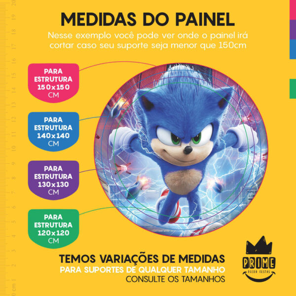 Trio Capa Cilindro + Painel Redondo 3D Sonic 1,50m Veste Fácil - Image 4