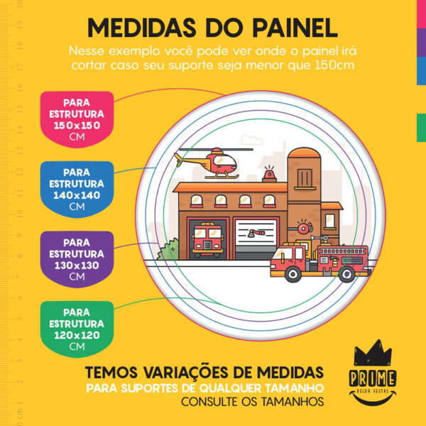 Trio Capa Cilindro + Painel Redondo 3D Bombeiro 1,50m Veste Fácil - Image 4