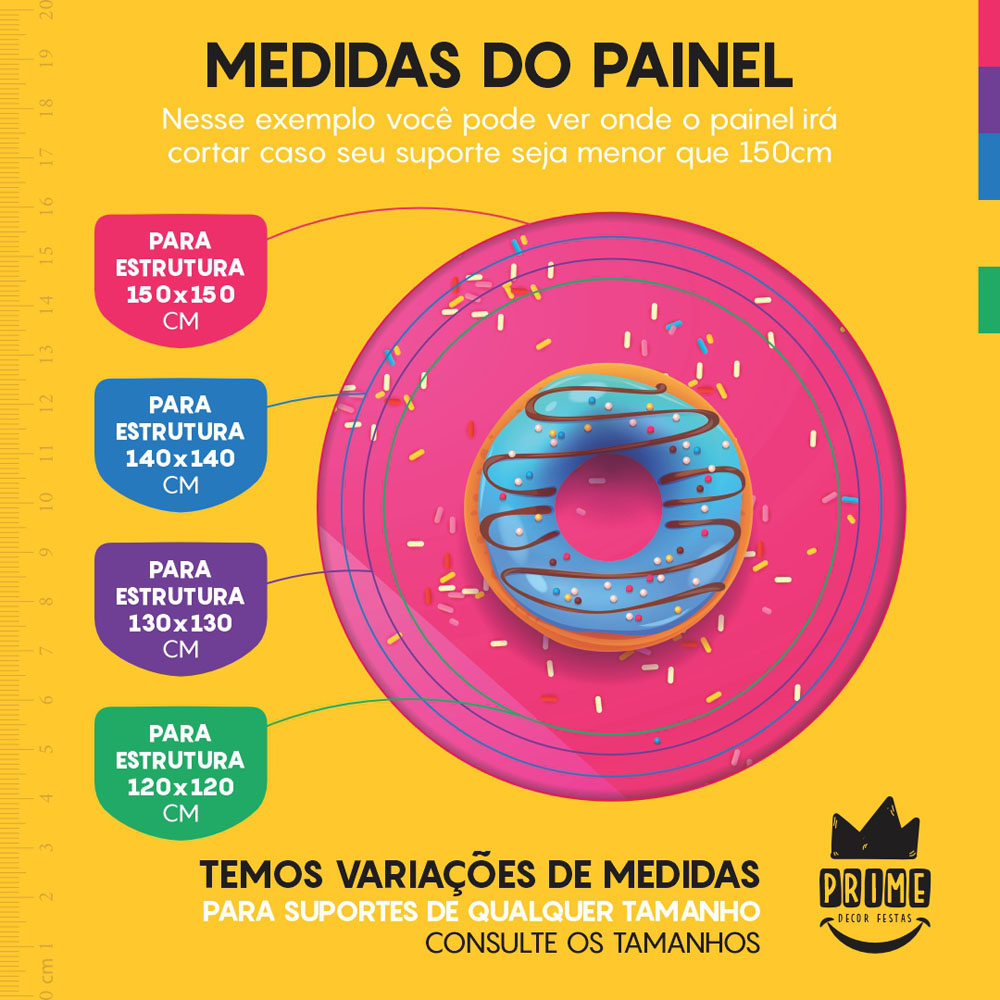 Trio Capa Cilindro + Painel Redondo 3D Doces 1,50m Veste Fácil - Imagem 4