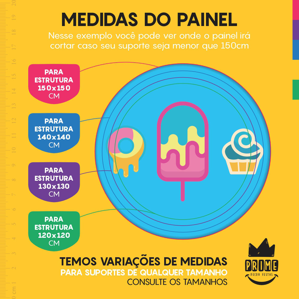Trio Capa Cilindro + Painel Redondo 3D Doces 1,50m Veste Fácil - Imagem 4