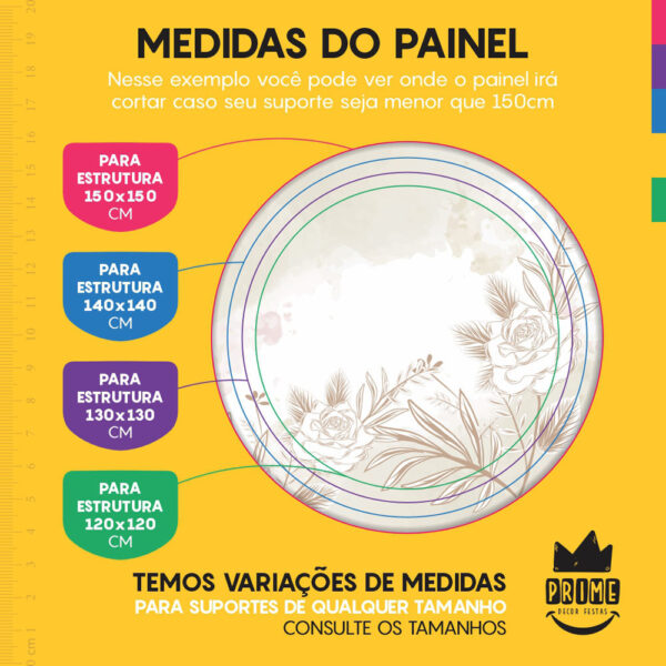 Trio Capa Cilindro + Painel Redondo 3D Floral 1,50m Veste Fácil - Image 4