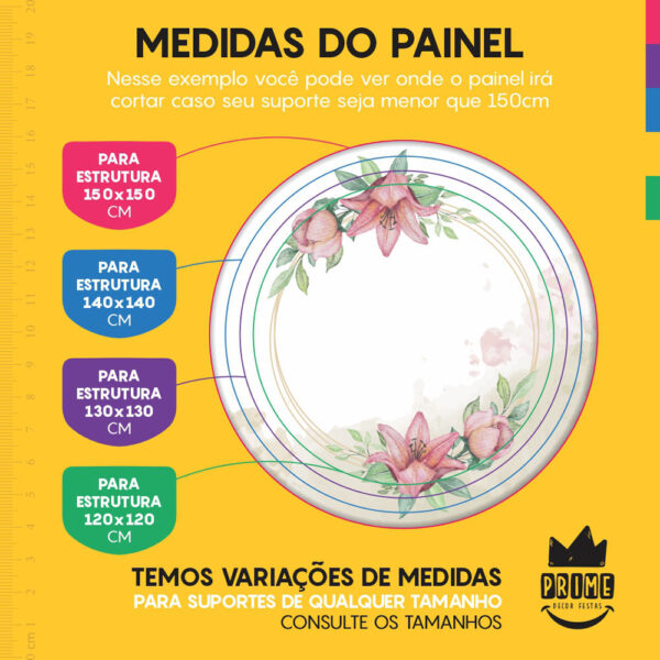 Trio Capa Cilindro + Painel Redondo 3D Floral 1,50m Veste Fácil - Image 4
