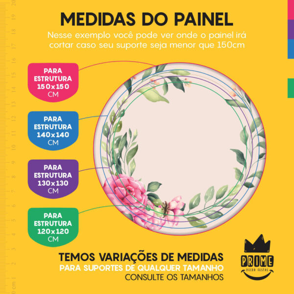 Trio Capa Cilindro + Painel Redondo 3D Floral 1,50m Veste Fácil - Image 4
