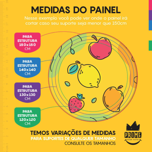 Trio Capa Cilindro + Painel Redondo 3D Frutas 1,50m Veste Fácil - Image 4
