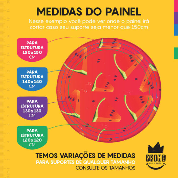Trio Capa Cilindro + Painel Redondo 3D Frutas 1,50m Veste Fácil - Image 4