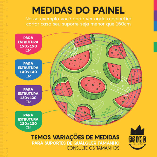 Trio Capa Cilindro + Painel Redondo 3D Frutas 1,50m Veste Fácil - Image 4