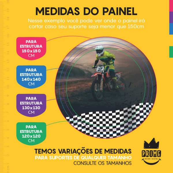 Trio Capa Cilindro + Painel Redondo 3D Motocross 1,50m Veste Fácil - Image 4