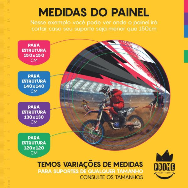 Trio Capa Cilindro + Painel Redondo 3D Motocross 1,50m Veste Fácil - Image 4