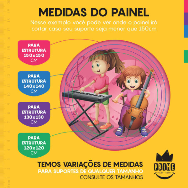 Trio Capa Cilindro + Painel Redondo 3D Musica 1,50m Veste Fácil - Image 4