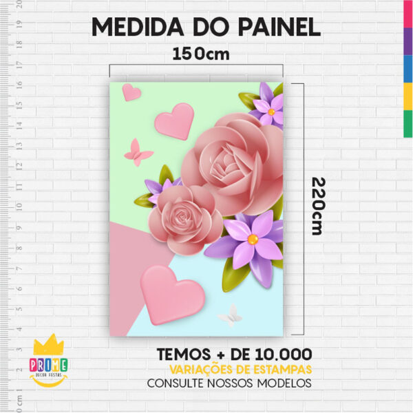 Kit Casado Dia das Mães Painel Redondo Trio Capas Cilindro Retangular Vertical Em Tecido - Image 6