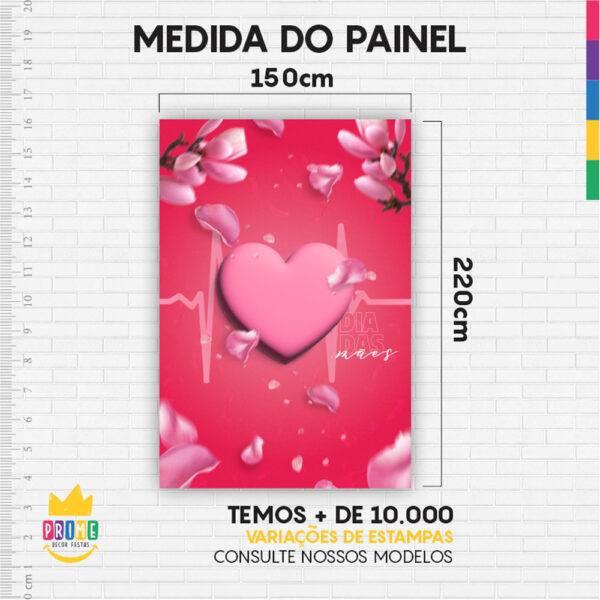 Kit Casado Dia das Mães Vermelho Painel Redondo Trio Capas Cilindro Retangular Vertical Em Tecido - Image 6