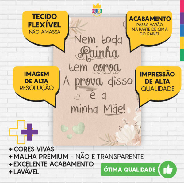 Kit Casado Dia das Mães Painel Redondo Trio Capas Cilindro Retangular Vertical Em Tecido - Image 5