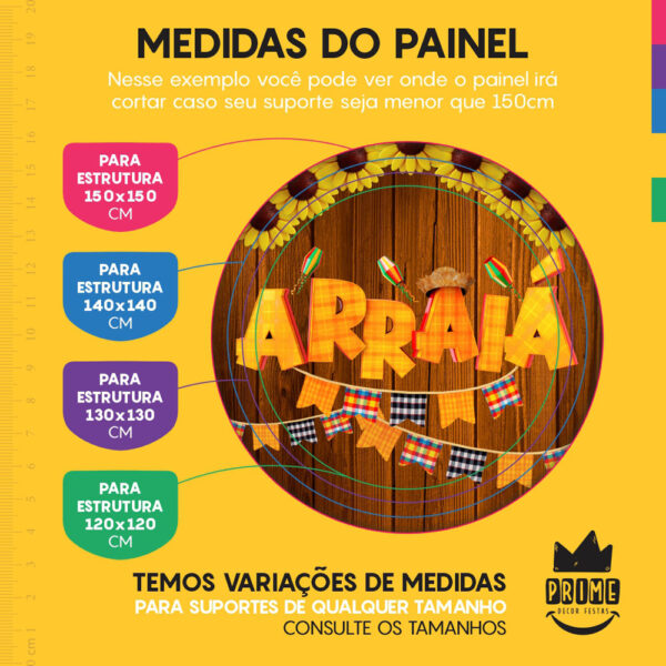 Painel Redondo 3D Festa Junina Arraiá Tecido Sublimado - Image 4