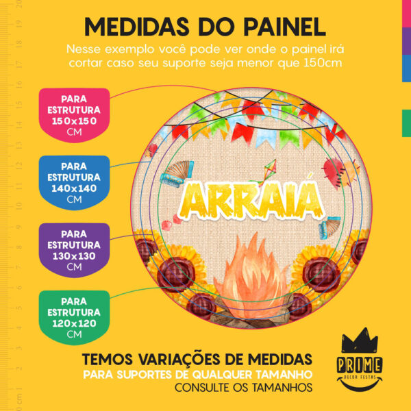 Painel Redondo 3D Festa Junina Arraiá Tecido Sublimado - Image 4