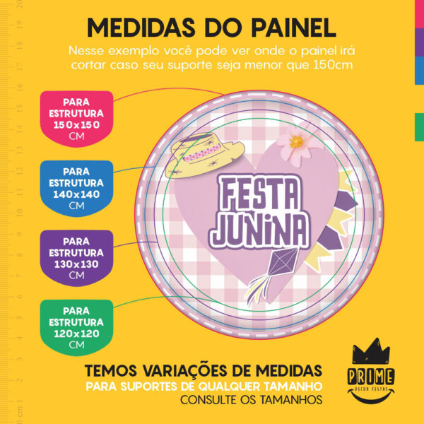 Painel Redondo 3D Festa Junina Rosa Tecido Sublimado - Image 4