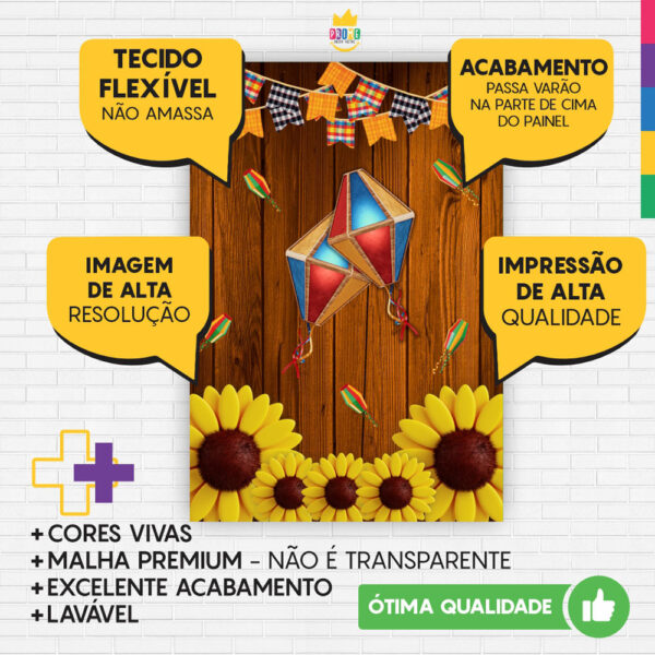 Painel de Festa Retangular 3D Festa Junina Casadinho 1,50m x 2,20 - Image 3