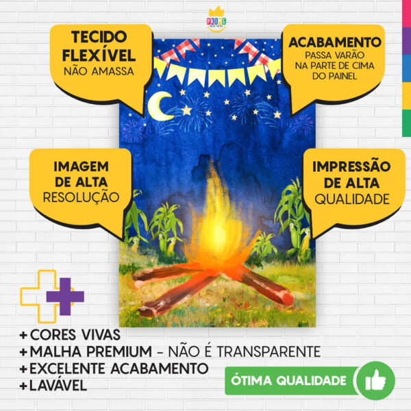 Painel de Festa Retangular 3D Festa Junina Azul Casadinho 1,50m x 2,20 - Image 3