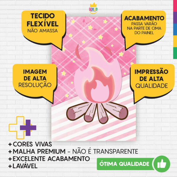 Painel de Festa Retangular 3D Festa Junina Rosa Casadinho 1,50m x 2,20 - Image 3