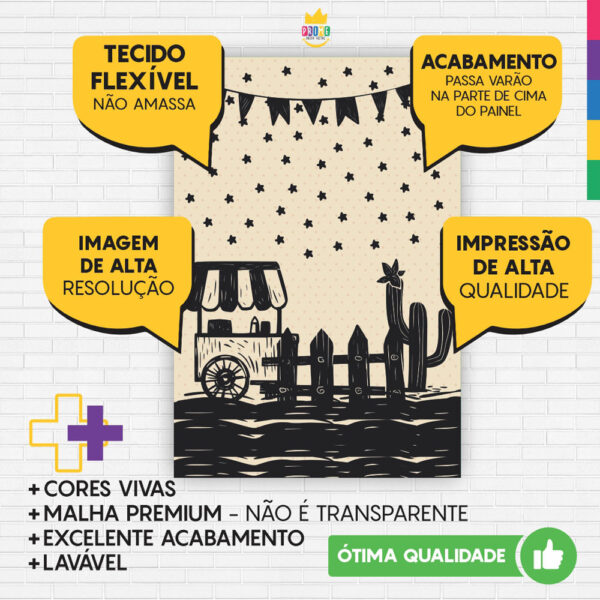Painel de Festa Retangular 3D Festa Junina Casadinho 1,50m x 2,20 - Image 3