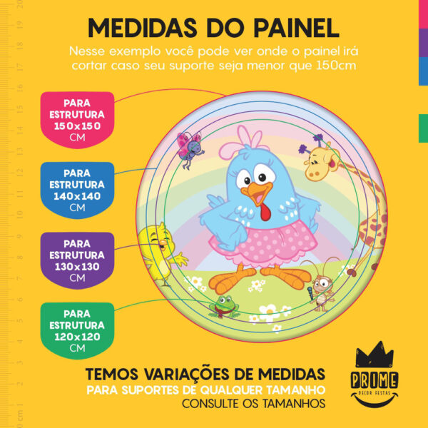 Trio Capa Cilindro + Painel Redondo 3D Galinha Pintadinha 1,50m Veste Fácil - Image 4