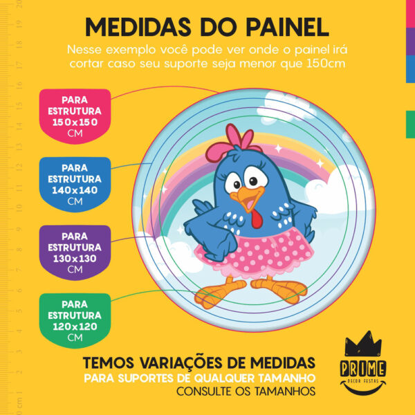 Trio Capa Cilindro + Painel Redondo 3D Galinha Pintadinha 1,50m Veste Fácil - Image 4