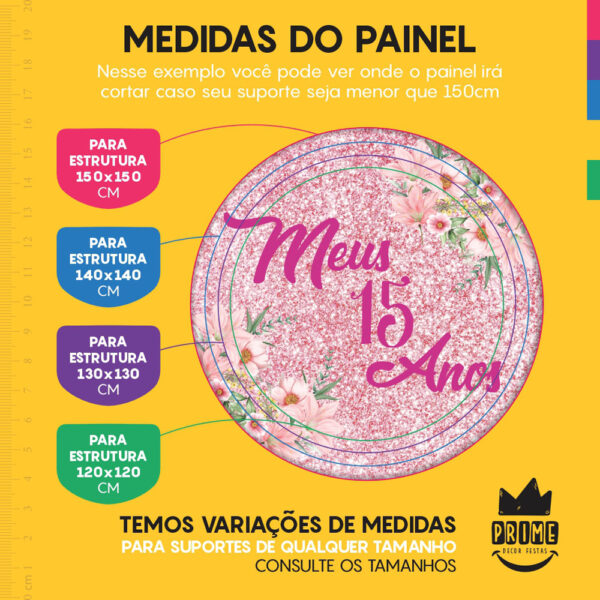 Trio Capa Cilindro + Painel Redondo 3D 15 Anos 1,50m Veste Fácil - Image 4