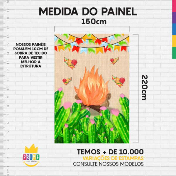 Painel de Festa Retangular 3D Festa Junina Fogueira Casadinho 1,50m x 2,20 - Image 4