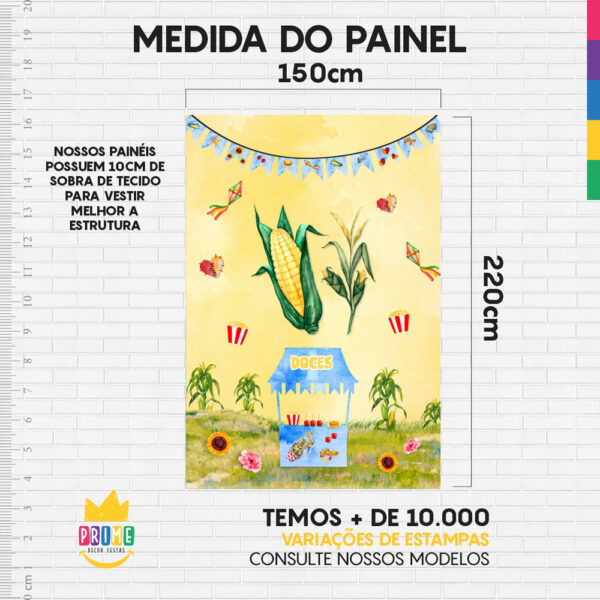 Painel de Festa Retangular 3D Festa Junina Amarelo Casadinho 1,50m x 2,20 - Image 4