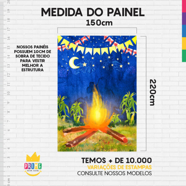 Painel de Festa Retangular 3D Festa Junina Azul Casadinho 1,50m x 2,20 - Image 4