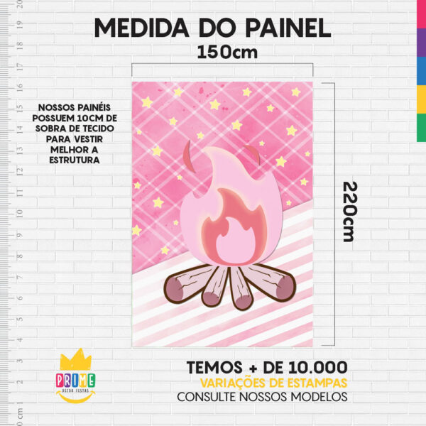Painel de Festa Retangular 3D Festa Junina Rosa Casadinho 1,50m x 2,20 - Image 4