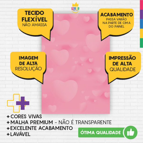 Kit Casado Dia das Mães Rosa Painel Redondo Trio Capas Cilindro Retangular Vertical Em Tecido - Image 5
