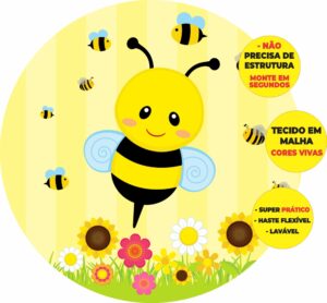 Painel Redondo 3D Abelhinha Abre Fácil Tecido
