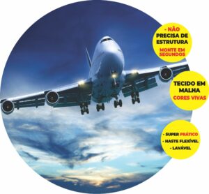 Painel Redondo 3D Avião Abre Fácil Tecido